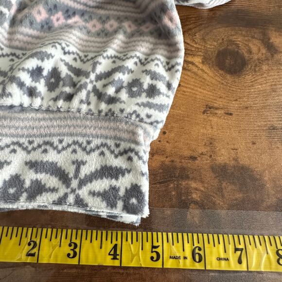 Jane and Bleecker Pajama Pants Small Pink Fair Isle Patch Pockets Soft Fleece - Picture 6 of 9